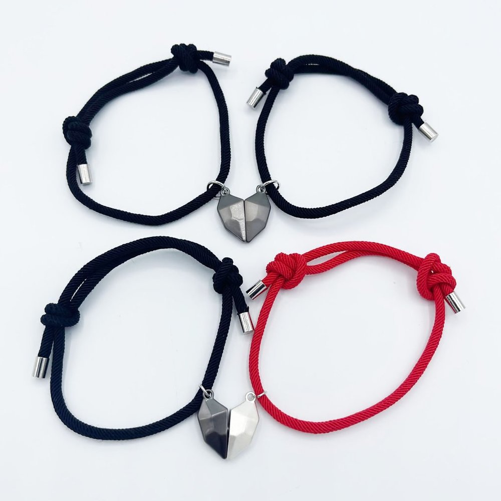 Couples Heart Bracelet, Matching Magnetic Charm Bracelet, Friendship Bracelet